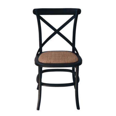 Hamptons black cafe chair rattan seat